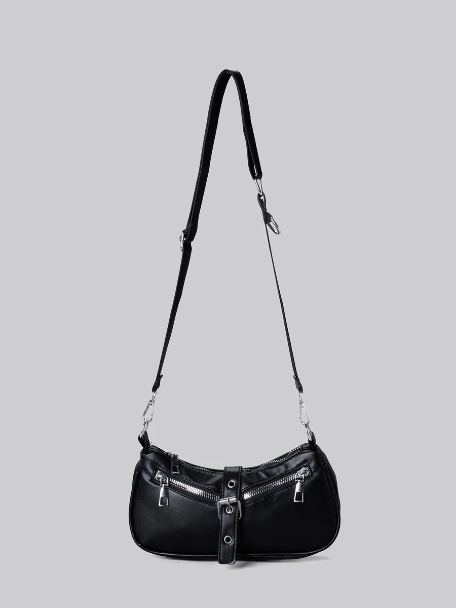 DareSee Ladies' Zipper & Insert Buckle Decoration Two Pieces Shoulder Bag Winter Gifts Music Fest Back To School - Black - View 1