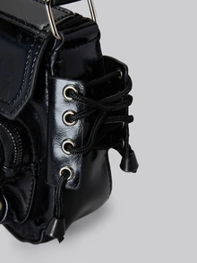 DareSee Y2K风格摩托车腋下单肩包，休闲多隔层酷炫包，适合学生、通勤、聚会、旅行和送礼，是音乐节的完美之选，2000年代时尚风格女包，音乐节礼物 - 黑色 - 查看 3