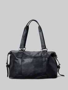 DareSee 时尚大容量肩挎包/腋下包，多功能女士软皮手提包，小型行李包，通勤斜挎包，短途旅行包，音乐节礼物 - 黑色 - 查看 3