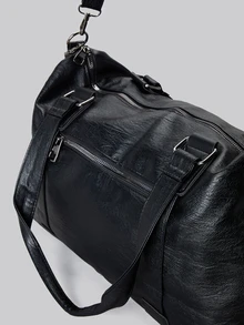 DareSee 时尚大容量肩挎包/腋下包，多功能女士软皮手提包，小型行李包，通勤斜挎包，短途旅行包，音乐节礼物 - 黑色 - 查看 6