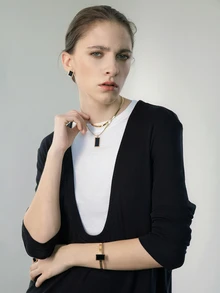 CHICVUE Bộ 5 hạt chuỗi khối may mắn nhiều màu bằng thép không gỉ, dây chuyền, hoa tai, vòng tay, nhẫn, phụ kiện dự tiệc, bộ trang sức thời trang, bộ trang sức hình vuông hình học làm quà tặng Giáng sinh - Bộ trang sức hình chữ nhật - Xem 5