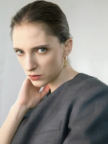 CHICVUE 2只铜质双扣耳环，镶嵌立方氧化锆，适合女性日常佩戴、派对、约会、节日、圣诞节等场合，是冬季圣诞礼物的理想之选。 - 金黃色 - 查看 5