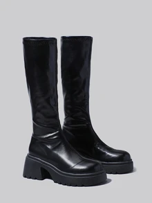 DareSee 搭配秋季服装，毛衣是完美之选；这款黑色高筒骑马靴简约时尚，适合秋冬季节，也是冬季礼物和音乐节的理想之选。 - 黑色 - 查看 6