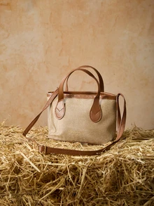 Tropiscape 2024新款时尚优雅单肩斜挎包，独特设计女士手提包，圣诞节冬季圣诞礼物 - 棕色 - 查看 3