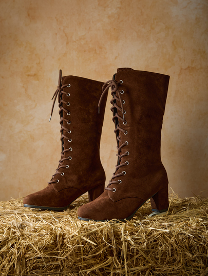 Tropiscape Botas de media pantorrilla para mujer, botas de caballero romano con cordones de moda europea y americana, botas de moda de unicolor, botas casuales de media pantorrilla con cordones y tacón grueso, botas de invierno casuales con cordones de tacón alto grueso y punta redonda para mujer, regalos de invierno, Cottagecore, atuendo de verano, bruja, Halloween, truco o , espeluznante, embrujado, escalofriante, aterrador, Boo