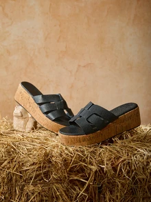 Tropiscape Bohemian Wedge Slippers For Women Fashion Outdoor Increased Height Sandals Beach Slippers, Black, Brown, White, Casual Dress Sandals For Summer Christmas Christmas Winter Christmas Gifts