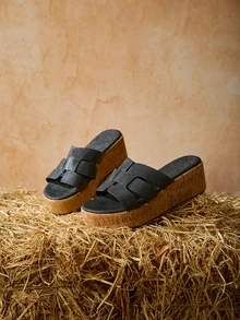 Tropiscape Bohemian Wedge Slippers For Women Fashion Outdoor Increased Height Sandals Beach Slippers, Black, Brown, White, Casual Dress Sandals For Summer Christmas Christmas Winter Christmas Gifts