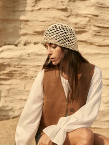 Tropiscape 1顶女士时尚轻便长款针织帽，镂空亮片装饰，手工编织，适合春、夏、秋季日常户外佩戴，圣诞节冬季圣诞礼物 - 亮片款 - 查看 6