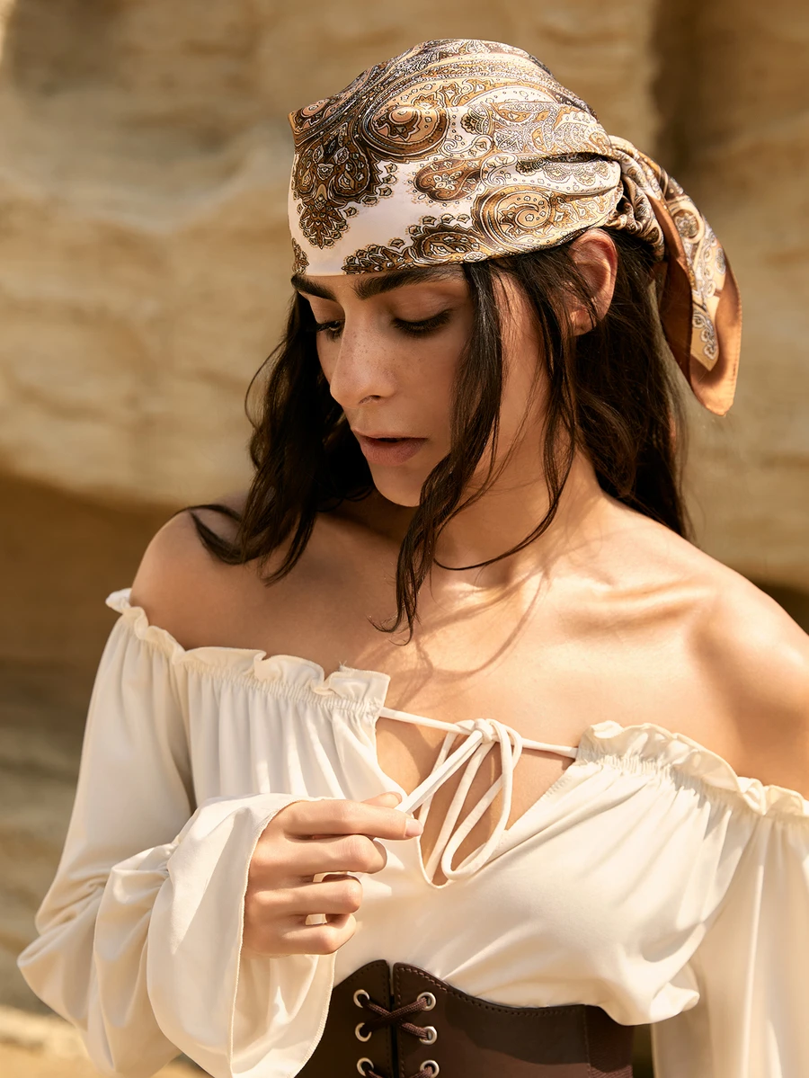 Tropiscape 1 Stück Damen Schal einfach Muster 70cm Quadratischer Schal, neuer stilvoller Bandana für Damen, vielseitig als Taille-Krawatte, Haaraccessoire mit Seidenschals, Wintergeschenke Cottagecore, Sommeroutfit - Verschiedenfarbig - Übersicht 1