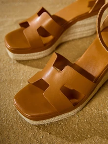 Tropiscape Women Fashionable Woven Strappy Thick Platform High Heel Sandals With Rope, Simple & Stylish, For Party And Gathering In Spring/Summer Winter Gifts - Brown - View 5