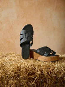 Tropiscape Bohemian Wedge Slippers For Women Fashion Outdoor Increased Height Sandals Beach Slippers, Black, Brown, White, Casual Dress Sandals For Summer Christmas Christmas Winter Christmas Gifts