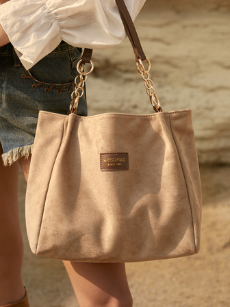 Tropiscape 1pc Solid Color Suede Tote Bag, Large Capacity Shoulder Bag With Zipper, Fashionable For Commuting, Travel, Shopping, Dating, Gifts For Women. Suitable For Teenagers, College Girls, And Young Professionals. Great For Office, College, Work, Business For Teen Girls Women College Students, Teacher, Perfect For Back To School, First Day Of School, Tote Bags For Women, College Essentials, New Autumn And Winter Women Bag, Best Fall Purse Christmas Christmas Winter Christmas Gifts New Year