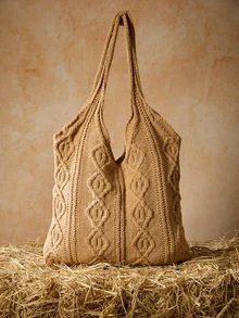 Tropiscape Sacs crochetés pour femmes Sac fourre-tout de plage d'été Sac fourre-tout esthétique Sac hippie Sac tricoté Mode indispensable : Sac fourre-tout tricoté au crochet pour femmes, sac à main ajouré, sac à bandoulière de plage et de voyage, grand sac de courses résistant au sable, cadeau parfait pour les étudiantes et les touristes féminines pour les activités de plein air, les voyages et les achats, cadeaux d'hiver Cottagecore, tenue d'été - Camel - Voir 1
