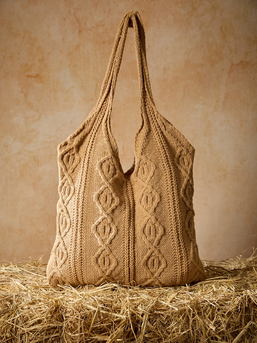 Tropiscape Sacs crochetés pour femmes Sac fourre-tout de plage d'été Sac fourre-tout esthétique Sac hippie Sac tricoté Mode indispensable : Sac fourre-tout tricoté au crochet pour femmes, sac à main ajouré, sac à bandoulière de plage et de voyage, grand sac de courses résistant au sable, cadeau parfait pour les étudiantes et les touristes féminines pour les activités de plein air, les voyages et les achats, cadeaux d'hiver Cottagecore, tenue d'été - Camel - Voir 1