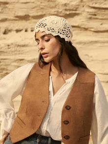 Tropiscape 1件装 女士春夏手工钩编网眼镂空花卉复古优雅透气薄款针织帽，手工针织发带帽，时尚圣诞冬季圣诞礼物 - 針織帽 - 查看 2