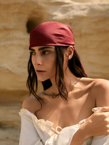 Tropiscape 1条70厘米纯色方巾/头巾 圣诞节/冬季圣诞礼物 - 酒紅色 - 查看 4