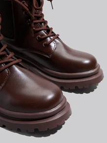 DareSee 切尔西靴，正面系带，圣诞节冬季圣诞礼物 - 巧克力棕 - 查看 5