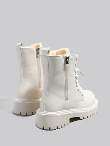 DareSee 2024新款仿毛绒内衬时尚防滑女式过膝长靴冬季礼物音乐节 - 米色 - 查看 4