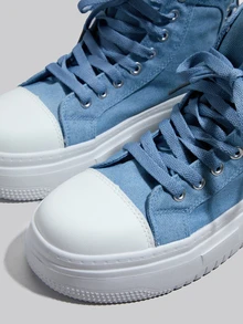 DareSee Giày nữ đế dày, cao gót, thoáng khí, thoải mái, kiểu dáng thời trang, đa năng và nhẹ, thích hợp cho thể thao và sinh hoạt hàng ngày, quà tặng mùa đông, lễ hội âm nhạc. - Màu xanh lam - Xem 6