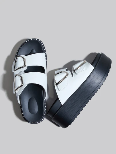 DareSee Thick-Sole Slide Sandals With Rhinestones For Women, 2024 Summer New Fashion Outdoor Wear Korean Style Versatile Platform Wedge Slippers Winter Gifts