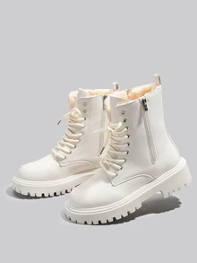 DareSee 2024新款仿毛绒内衬时尚防滑女式过膝长靴冬季礼物音乐节 - 米色 - 查看 2