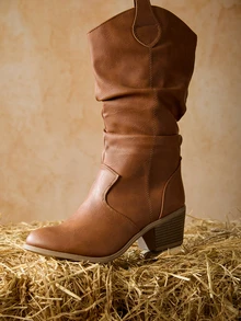 Tropiscape 优雅棕色女靴，简约套脚宽松靴，圣诞节冬季圣诞礼物 - 棕色 - 查看 6