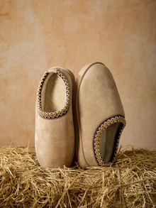 Tropiscape 宽版女靴，保暖套脚休闲户外时尚百搭冬季鞋款，万圣节适用 - 卡其色 - 查看 2