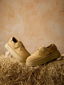 Tropiscape 女士新款全包覆式套脚乐福鞋，厚底休闲厚底鞋，适合秋季和圣诞节送礼 - 棕色 - 查看 1