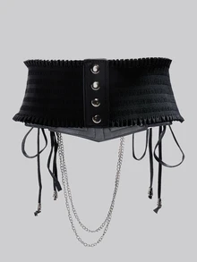 DareSee 1件装暗黑朋克风弹力束腰带，花卉印花PU皮革材质，适合日常穿着，四季皆宜，女士束腰带，可搭配连衣裙，塑形提臀收腹，圣诞节冬季圣诞礼物