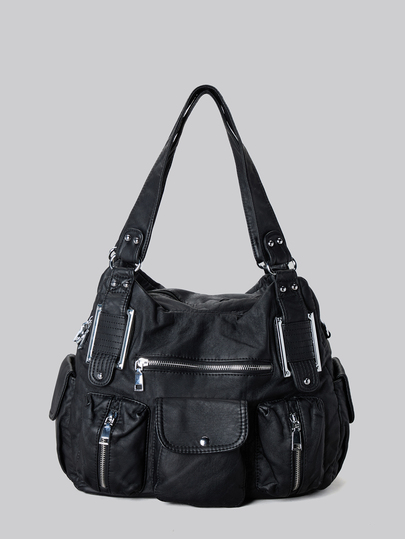 DareSee Tas Tote Kulit Imitasi Vintage Wanita yang Luas - Tas Selempang Multi-Saku Bergaya Y2K yang Chic dengan Tali yang Dapat Dilepas, Penutup Resleting, Warna Polos, Tas Bahu Modis untuk Penggunaan Sehari-hari, Tas Gaya Bohemian untuk Wanita, Tas Gaya Fashion 2000-an untuk Wanita, Hadiah Musim Dingin, Festival Musik, Kembali ke Sekolah