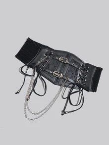 DareSee 1件装暗黑朋克风弹力束腰带，花卉印花PU皮革材质，适合日常穿着，四季皆宜，女士束腰带，可搭配连衣裙，塑形提臀收腹，圣诞节冬季圣诞礼物