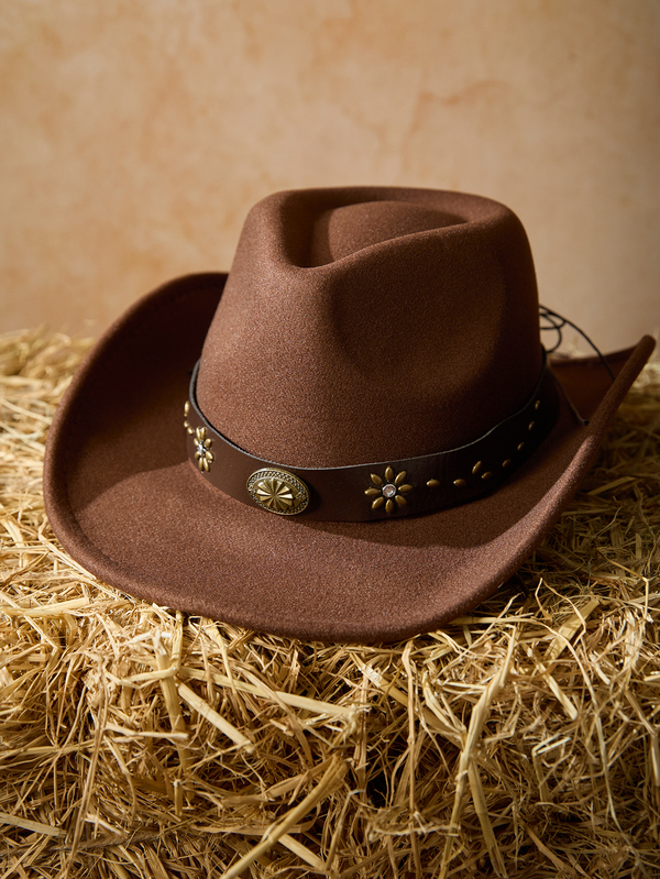 Tropiscape 1pc Women Belt Decor Boho Cowgirl Hat Cowboy Hat Fedora Hat Jazz Panama Hat Soft Felt Hat For Daily Use Christmas Vacay Vibes Vacation Relax Beach Autumn Christmas Christmas Winter Christmas Gifts