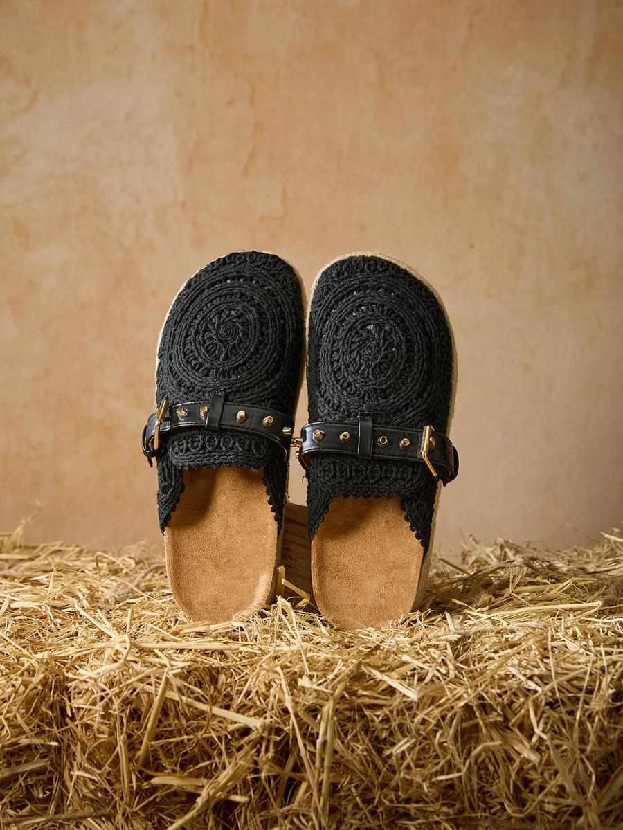 Tropiscape 2025新款编织厚底穆勒凉鞋，复古波西米亚风沙滩拖鞋，度假风渔夫鞋，女士圣诞节礼物