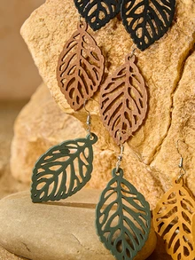 Tropiscape Bộ 4 đôi bông tai hình lá khoét rỗng phong cách Bohemian dành cho nữ, thích hợp làm quà tặng du lịch ngoài trời, phong cách Cottagecore, trang phục mùa hè. - Đầy màu sắc - Xem 6
