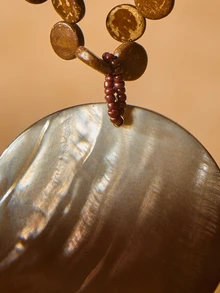 Tropiscape Dây chuyền mặt tròn đính hạt vỏ dừa tự nhiên phong cách Bohemian màu cà phê ombre Quà tặng Giáng sinh Giáng sinh mùa đông - Vòng cổ mặt dây chuyền - Xem 5