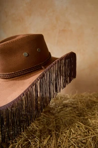 Tropiscape 波西米亚风单件装女士流苏西部牛仔帽，户外防晒，适合锐舞派对、音乐节、舞蹈表演等场合，牛仔帽，女牛仔帽，圣诞度假氛围，休闲海滩，秋季圣诞节，冬季圣诞节礼物 - 流蘇 - 查看 7