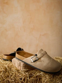 Tropiscape 女士春季新款圆头厚底舒适套脚软底防水休闲时尚穆勒鞋圣诞节冬季圣诞礼物 - 米色 - 查看 5