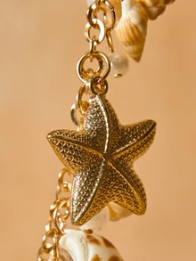 Tropiscape 1件海洋沙滩贝壳串珠项链，波西米亚风海滨项链，适合女士/女孩，可用于沙滩派对、度假、休闲、百搭场合，性感仿珍珠贝壳项链，女士珠宝冬季礼物，田园风，夏季穿搭 - 彩色 - 查看 4