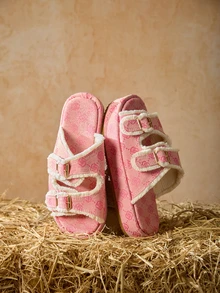 Tropiscape Damskie klapki z okrągłym noskiem, grube dno, prezbiopia, modne, cukierkowe kolory, otwarte palce, zwiększona wysokość, uniwersalne, plażowe, świąteczne, świąteczne, zimowe, świąteczne prezenty - Różowy - Zobacz 2