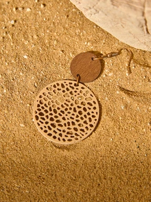 Tropiscape Hollow Out Round Decor Drop Earrings Winter Gifts Cottagecore,SummerOutfit - Khaki - View 5