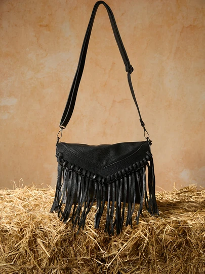 Tropiscape Retro Street Style Fringe Multi-Layer Crossbody Bag For Street, Party, Gathering, Y2k Bag, Gothic Punk Bag For Women, 2000s Fashion Style Bag For Women Gifts