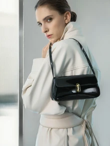 CHICVUE Women's Vintage Faux Oiled Leather Flap Decor One Shoulder Underarm Bag, Suitable For Dating, Outing, PartySuitable For Shopping, Wallet, Shopping, Young Women, College Students, Newcomers, White-Collar Workers. Very Suitable For Office, College, Work, Business, Commuting, Outdoor Activities, Travel And Outings Winter Gifts - Black - View 1