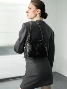 CHICVUE Versatile Square Shoulder Bag, High-Quality Commuter Handbag With Chain Strap, Stylish Simple Crossbody Bag For Women Winter Gifts - Black - View 5