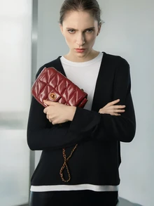 CHICVUE Nanfeng Chio2n Fancheng Red Maple Small Square Bag Women's New Red Chain Shoulder Crossbody Bag Winter Gifts