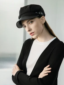 CHICVUE 1 chiếc mũ Baker Boy trang trí khóa cài cho nữ Quà tặng Giáng sinh mùa đông - màu đen - Xem 4