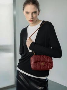 CHICVUE Nanfeng Chio2n Fancheng Red Maple Small Square Bag Women's New Red Chain Shoulder Crossbody Bag Winter Gifts