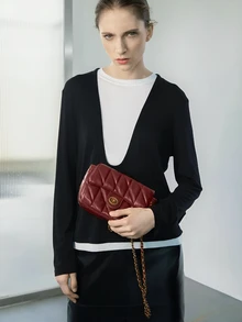 CHICVUE Nanfeng Chio2n Fancheng Red Maple Small Square Bag Women's New Red Chain Shoulder Crossbody Bag Winter Gifts