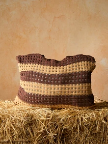 Tropiscape Women Woven Handbags Crochet Bag Knitted Handbags Beach Bags 2024 New Summer Women Vintage Vacation Style Handmade Knitted Striped Decor Shoulder Crochet Large Capacity Tote Bag, Perfect For Beach Vacation, Travel, Shopping, And Vacation Essentials, Eye-Catching Beach Bag Summer Gifts Cottagecore,SummerOutfit - Brown - View 5