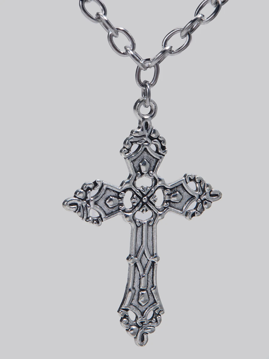 DareSee Dây chuyền mặt hình thánh giá phong cách Gothic Punk cổ điển, đơn giản, ngọt ngào và cá tính, làm từ thép không gỉ, kiểu Y2K, dành cho cả nam và nữ, thích hợp làm quà tặng cho lễ hội âm nhạc. - Bạc - Xem 1