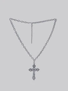 DareSee Dây chuyền mặt hình thánh giá phong cách Gothic Punk cổ điển, đơn giản, ngọt ngào và cá tính, làm từ thép không gỉ, kiểu Y2K, dành cho cả nam và nữ, thích hợp làm quà tặng cho lễ hội âm nhạc. - Bạc - Xem 4